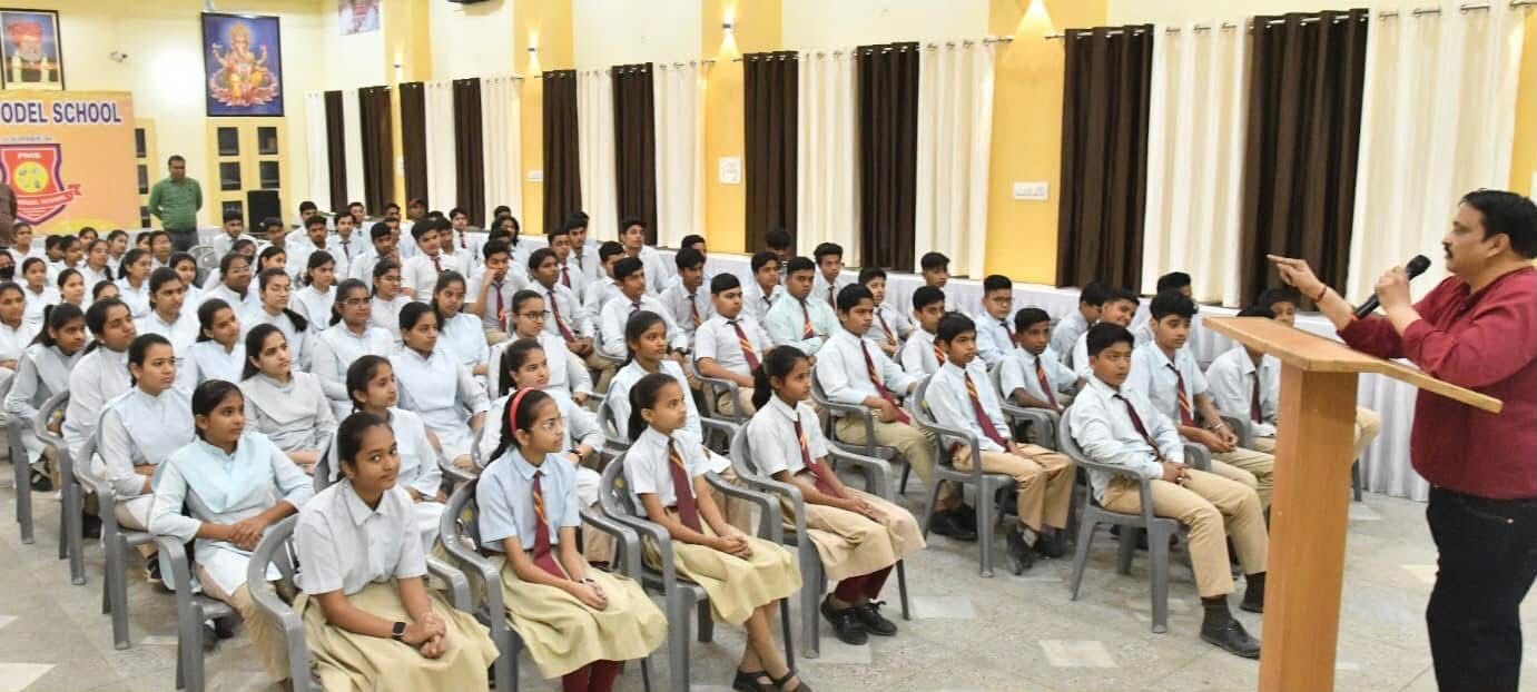 Active student stage performance at Pink Model School Bikaner